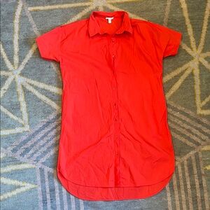 Eileen Fisher 🍅 Red Casual Button Down Dress Shirt w Pockets. M